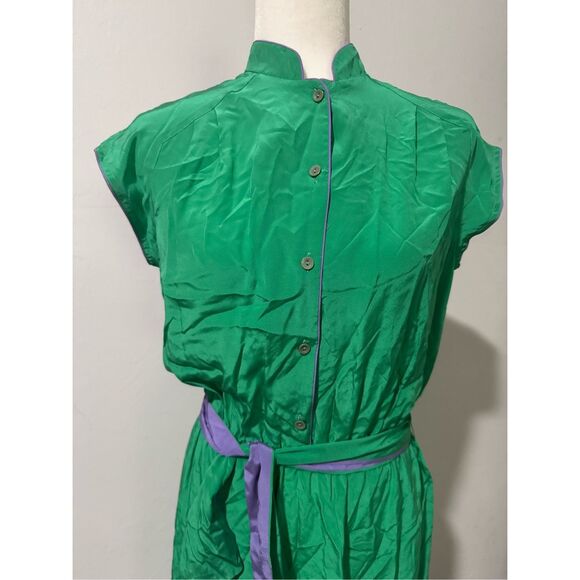 Dian Von Furstenbuerg vintage green elastic waist dress 8 - Picture 8 of 8